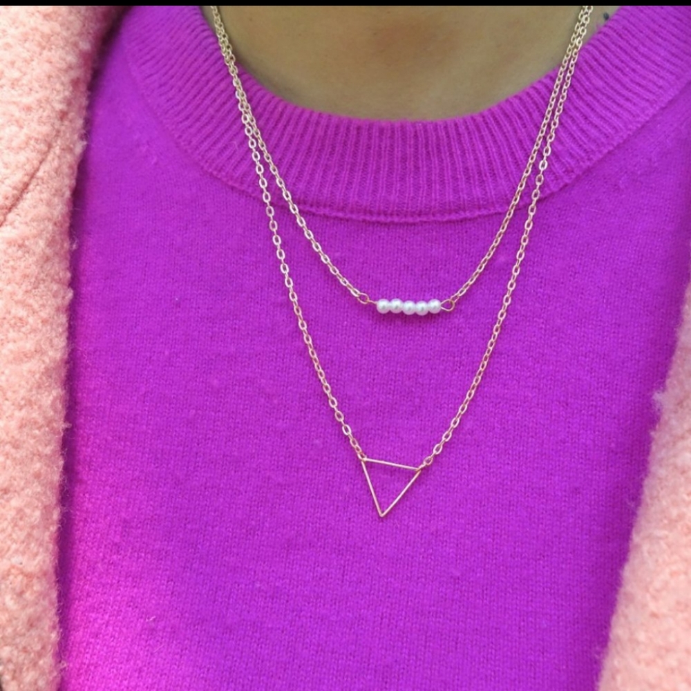 Pearl & Triangle Necklace